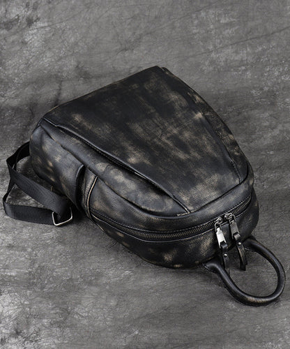 New Versatile Black Backpack Capacity Calf Bag Leather Large