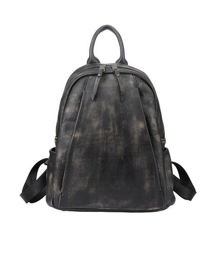 New Versatile Black Backpack Capacity Calf Bag Leather Large