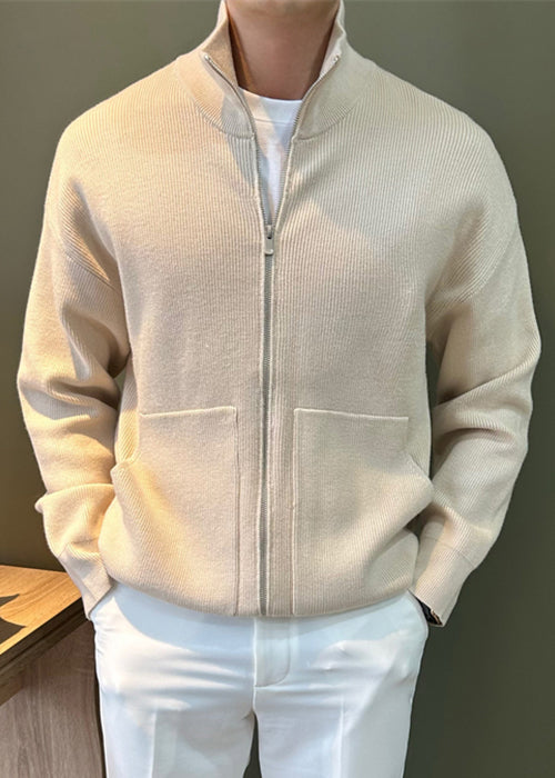 Herren Strickmäntel Frühling Taschen Up Neue Schwarz Zip