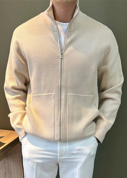 Herren Strickmäntel Frühling Taschen Up Neue Schwarz Zip