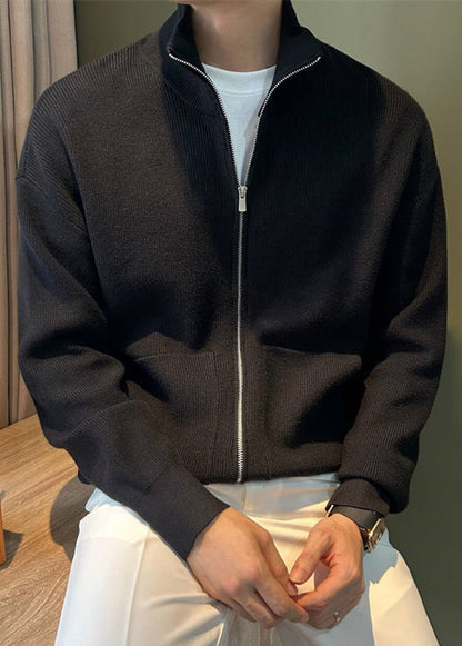 Herren Strickmäntel Frühling Taschen Up Neue Schwarz Zip