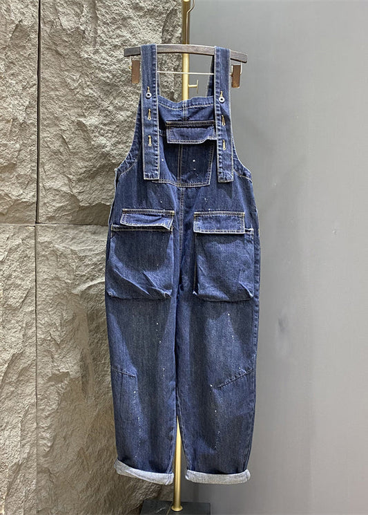 Neue blaue Knopftaschen Denim Jumpsuits ärmellos KK004