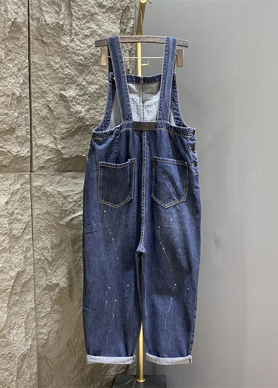 Neue blaue Knopftaschen Denim Jumpsuits ärmellos KK004