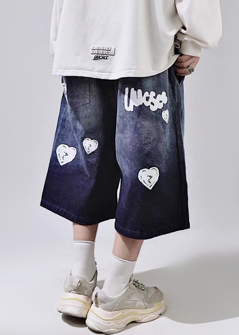 Print Lace New Waist Shorts Up Blue Summer Mens Elastic