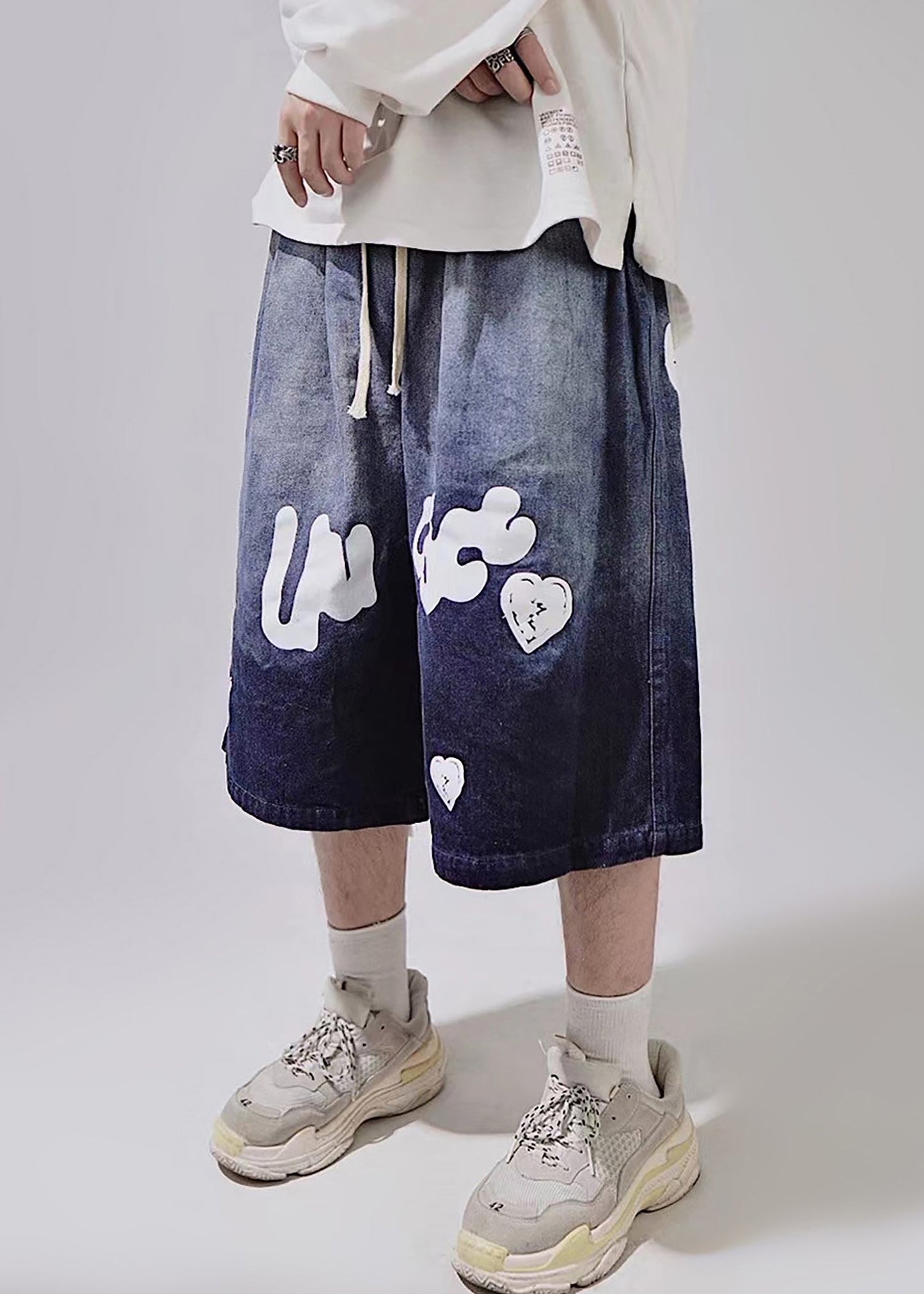 Print Lace New Waist Shorts Up Blue Summer Mens Elastic