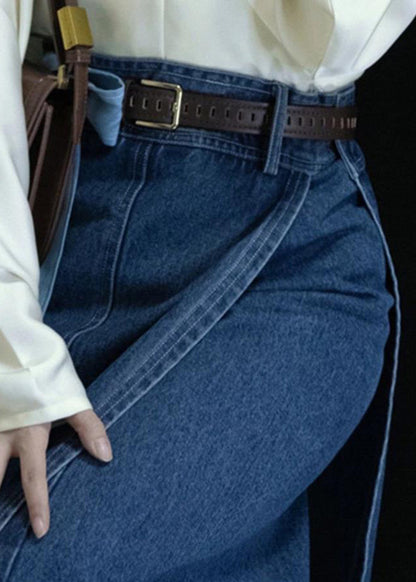 Jupes taille haute en jean bleu à ouverture latérale pour le printemps
