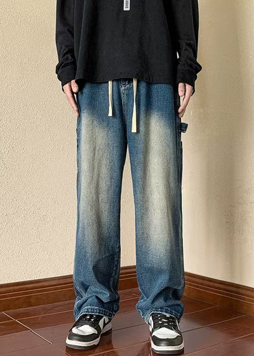 Pantalon en jean marron pour homme, taille élastique, poches, nouvelle collection printemps