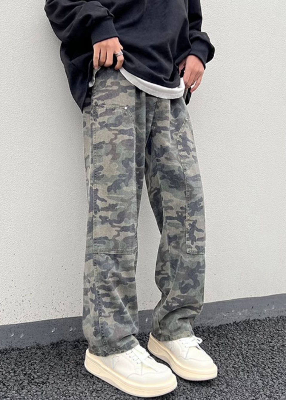 Camouflage Taille Männer Warme Hohe Frühling Taschen Neue Hosen