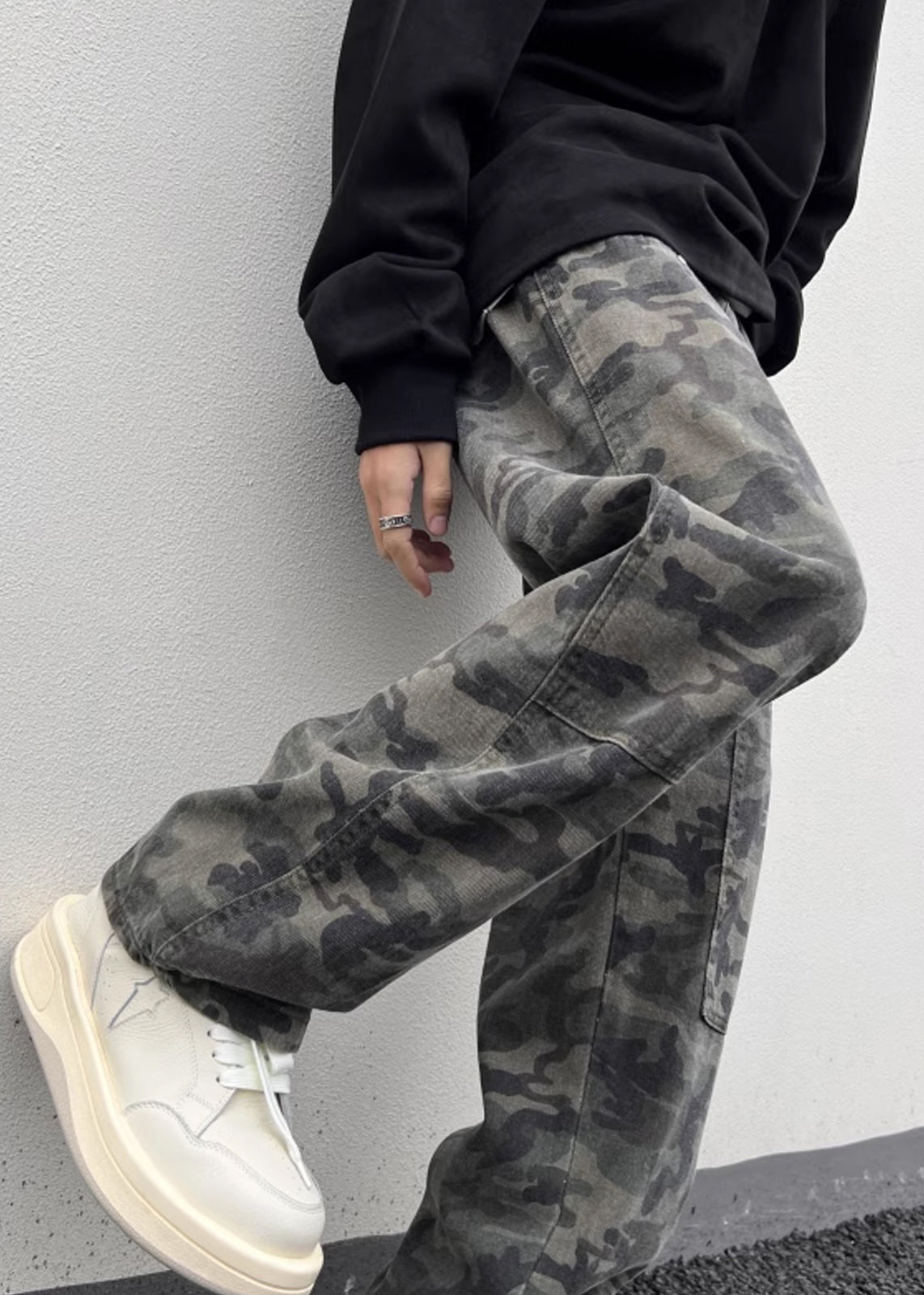 Camouflage Taille Männer Warme Hohe Frühling Taschen Neue Hosen