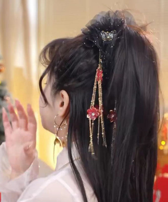 Épingle à cheveux en tulle, nouvelle collection, papillon, pompon floral, zircon, champagne