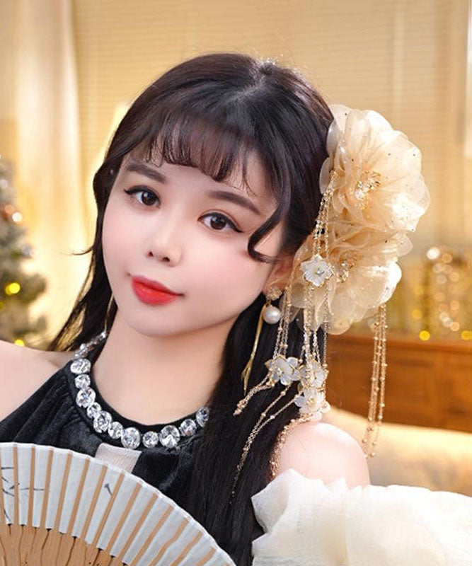 Épingle à cheveux en tulle, nouvelle collection, papillon, pompon floral, zircon, champagne