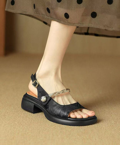 Sandales rétro à talons épais de style chinois KJ066