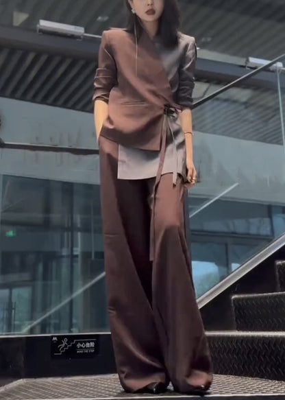 Patchwork Set Asymmetrisch Zwei Spitzenteile Kaffee Baumwolle Up Neu