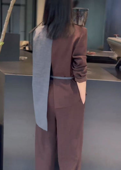 Patchwork Set Asymmetrisch Zwei Spitzenteile Kaffee Baumwolle Up Neu