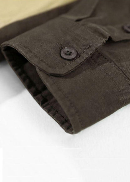 TC031 Baumwolle Frühling Kaffee Polo Shirts Herren Taste Patchwork Neue