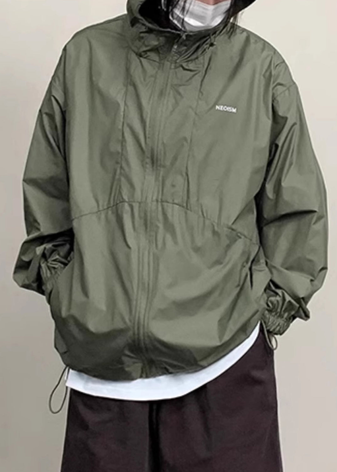 Kaffee UPF Neue Taschen Reißverschluss 50+ Dünner Herrenmantel mit Kapuze