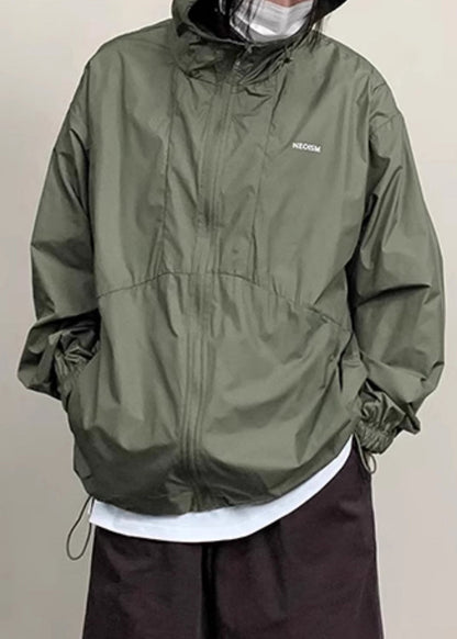 Kaffee UPF Neue Taschen Reißverschluss 50+ Dünner Herrenmantel mit Kapuze