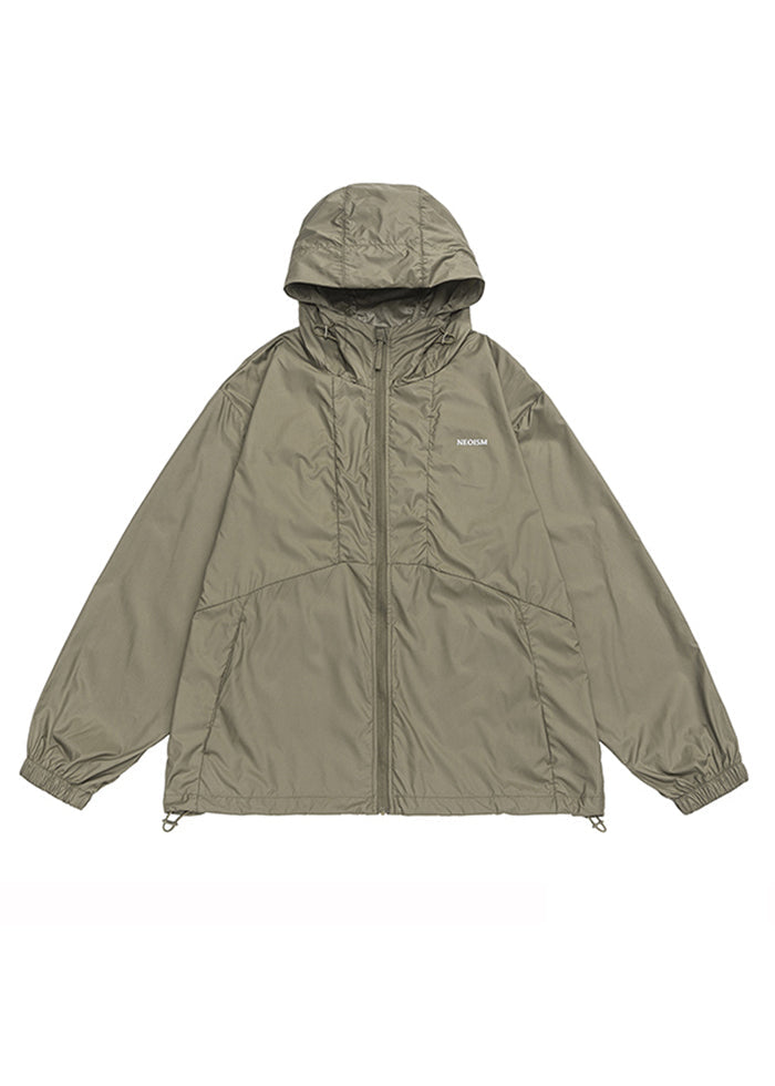 Kaffee UPF Neue Taschen Reißverschluss 50+ Dünner Herrenmantel mit Kapuze