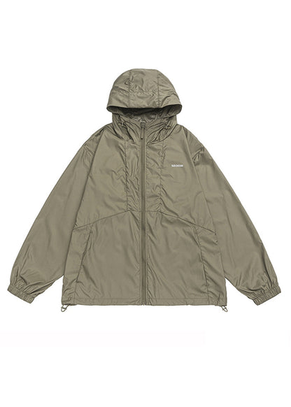 Kaffee UPF Neue Taschen Reißverschluss 50+ Dünner Herrenmantel mit Kapuze