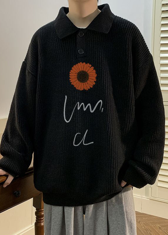 Neuer Kaffee Peter Pan Kragen Dicker Strick Herren Strickpullover Herbst EQ001