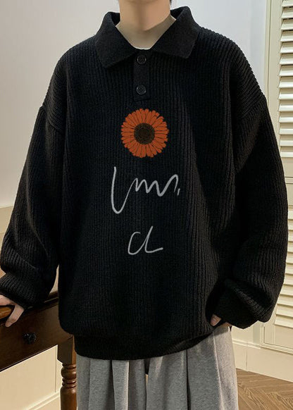 Neuer Kaffee Peter Pan Kragen Dicker Strick Herren Strickpullover Herbst EQ001