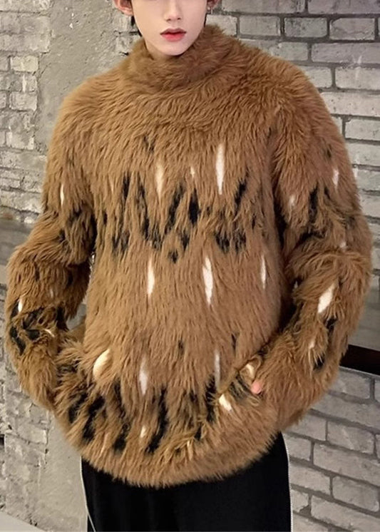 Neu Kaffee Rollkragen Dicken Nerz Samt Männer Pullover Winter RC029