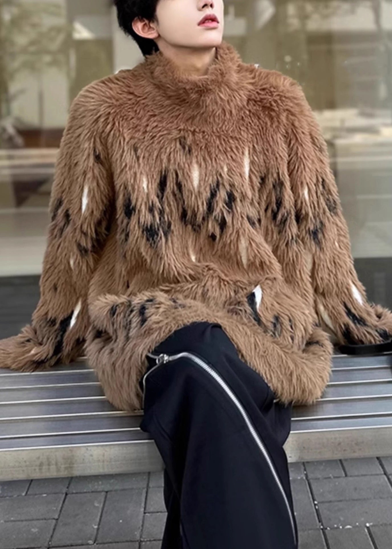 Neu Kaffee Rollkragen Dicken Nerz Samt Männer Pullover Winter RC029