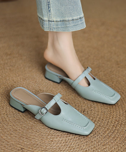 Chunky Sheepskin New Splicing Slide Comfy Sandals Blue