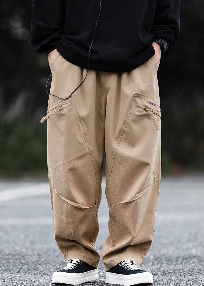 Zip Baumwolle Taschen Up Frühling Männer Dunkle Hose Grau Neue