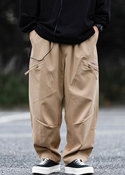 Zip Baumwolle Taschen Up Frühling Männer Dunkle Hose Grau Neue