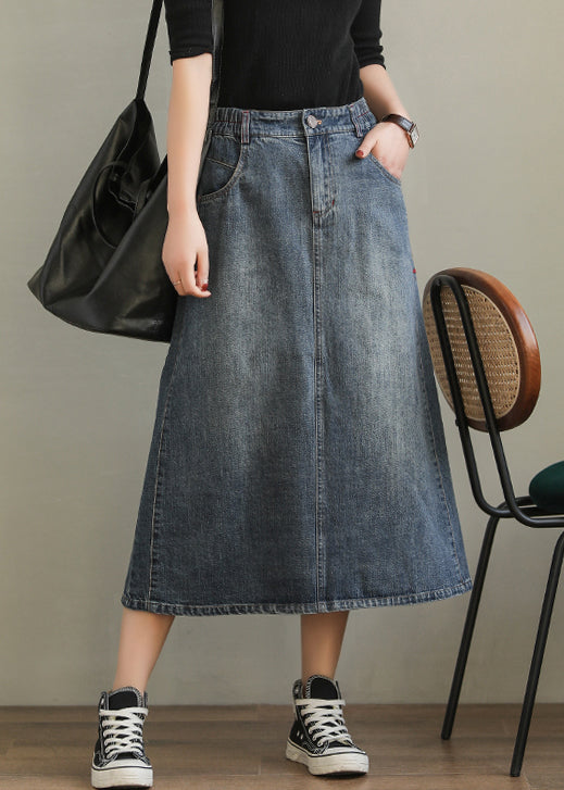 New Denim Blue Pockets Side Open High Waist Denim Skirt Summer QA1001 Ada Fashion