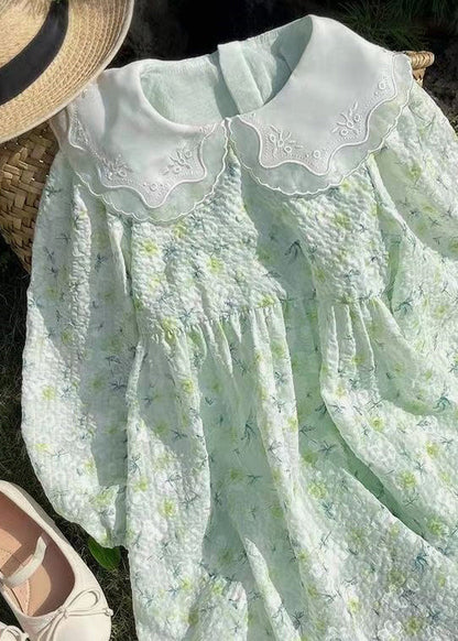 Nouvelles robes patchwork en coton à carreaux verts pour filles automne XZ010