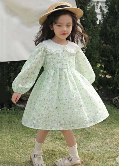 Nouvelles robes patchwork en coton à carreaux verts pour filles automne XZ010