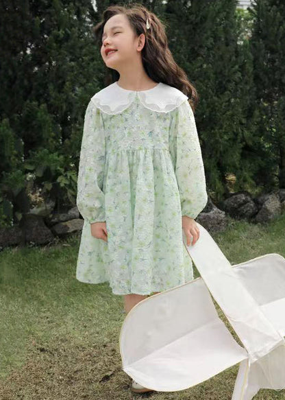 Nouvelles robes patchwork en coton à carreaux verts pour filles automne XZ010