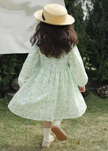 Nouvelles robes patchwork en coton à carreaux verts pour filles automne XZ010