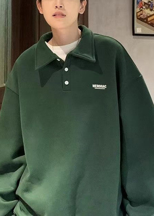 Sweat-shirt imprimé pour homme, nouveau modèle, TC024, coton, bouton, vert
