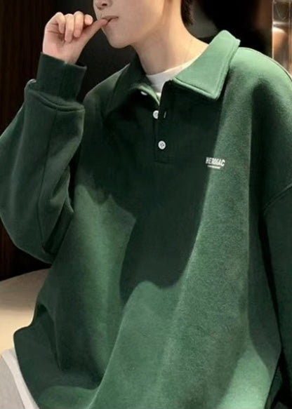 Sweat-shirt imprimé pour homme, nouveau modèle, TC024, coton, bouton, vert