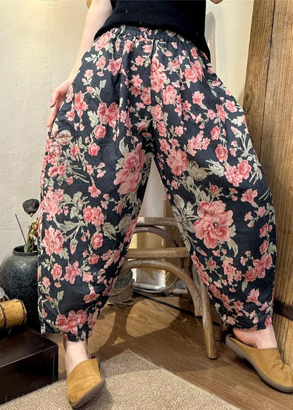 Pantalon court en coton avec poches imprimées vertes pour l'été JH019