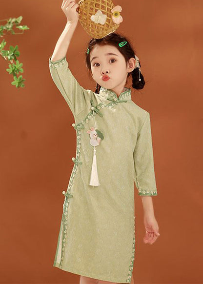 Col boutonné maxi vert brodé pour enfant
