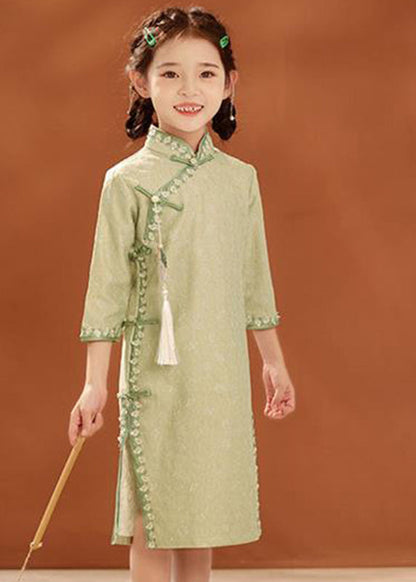 Col boutonné maxi vert brodé pour enfant