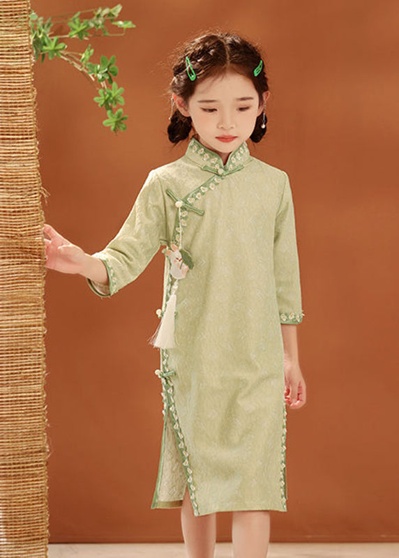 Col boutonné maxi vert brodé pour enfant