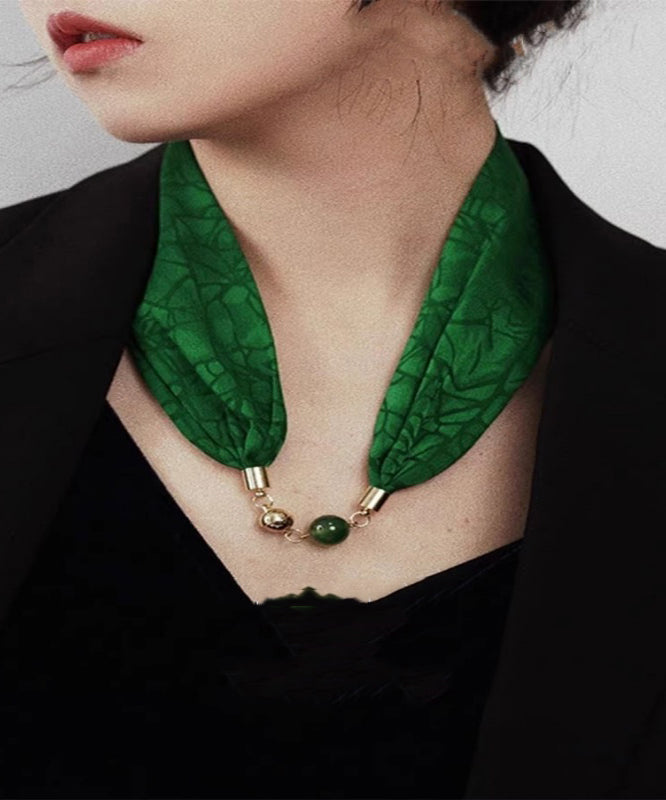 Collier de perles vertes imprimées en alliage d'argent sterling YU005