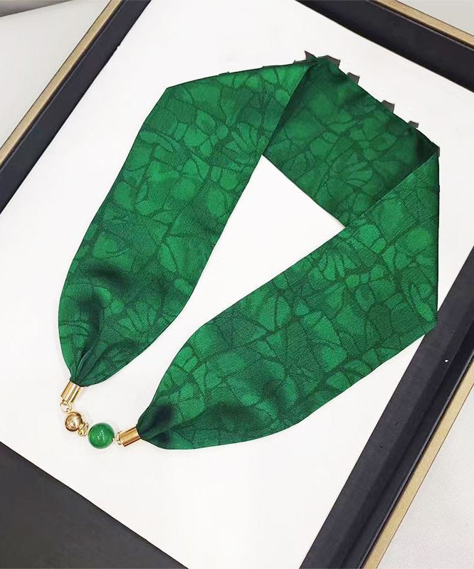 Collier de perles vertes imprimées en alliage d'argent sterling YU005