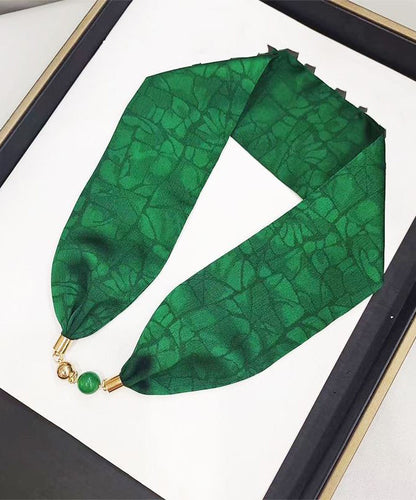Collier de perles vertes imprimées en alliage d'argent sterling YU005