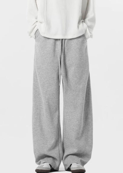 Pantalon gris en polaire chaude avec poches à lacets pour homme, printemps RM064