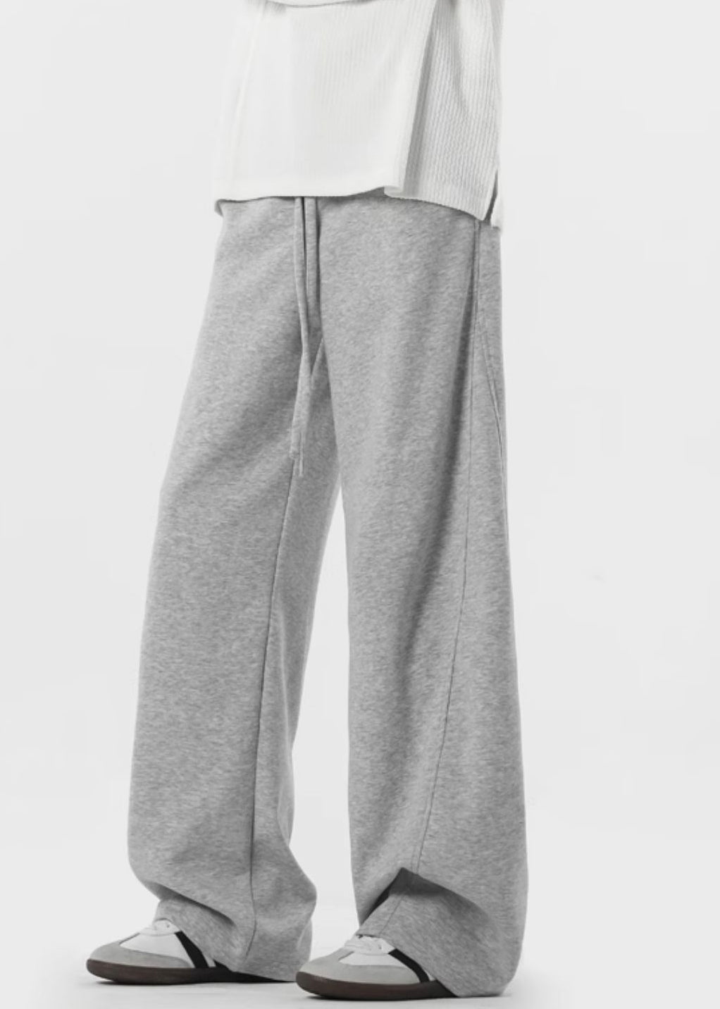 Pantalon gris en polaire chaude avec poches à lacets pour homme, printemps RM064