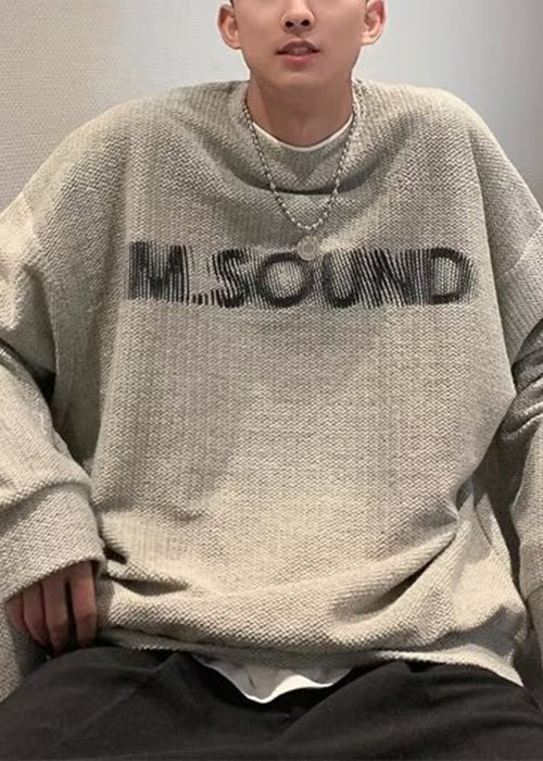 Buchstabe O Baumwolle Grau Gemütliches Sweatshirt Hals Frühling Männer Neu