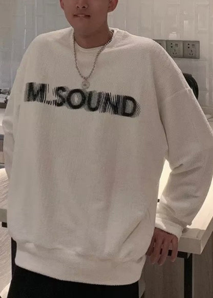 Buchstabe O Baumwolle Grau Gemütliches Sweatshirt Hals Frühling Männer Neu