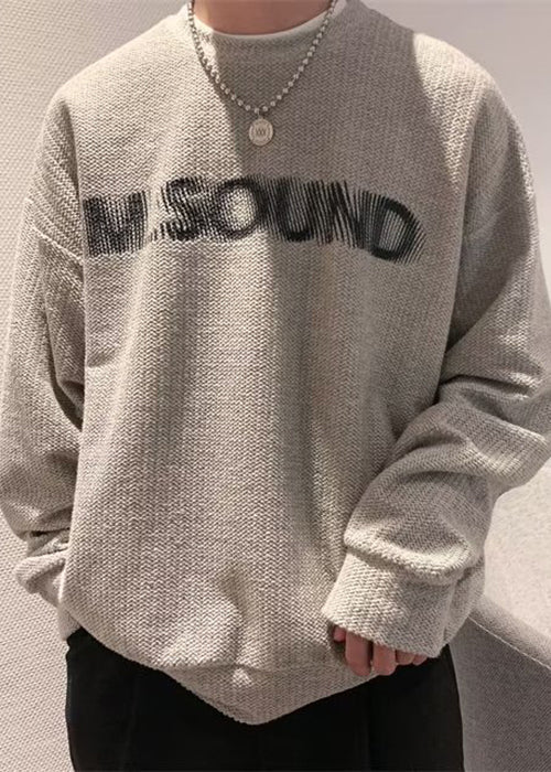 Buchstabe O Baumwolle Grau Gemütliches Sweatshirt Hals Frühling Männer Neu