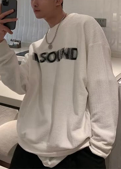 Buchstabe O Baumwolle Grau Gemütliches Sweatshirt Hals Frühling Männer Neu